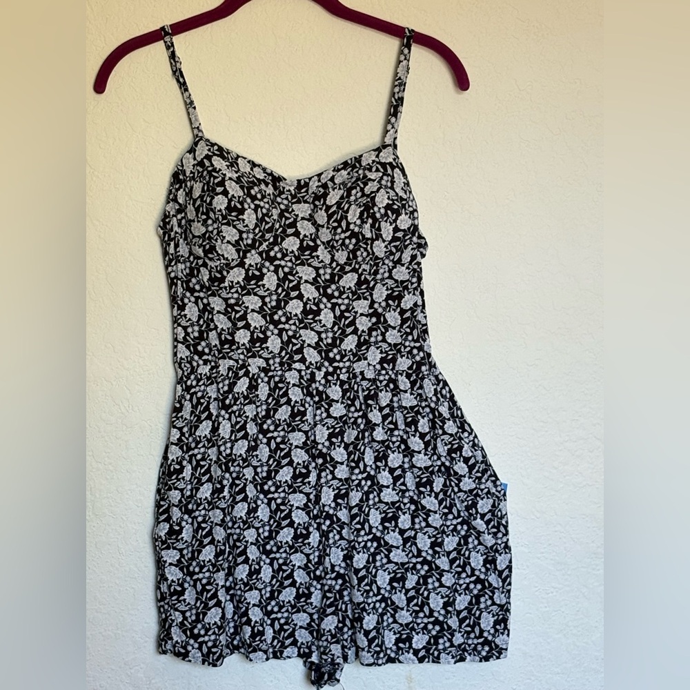 Floral Black and White Romper